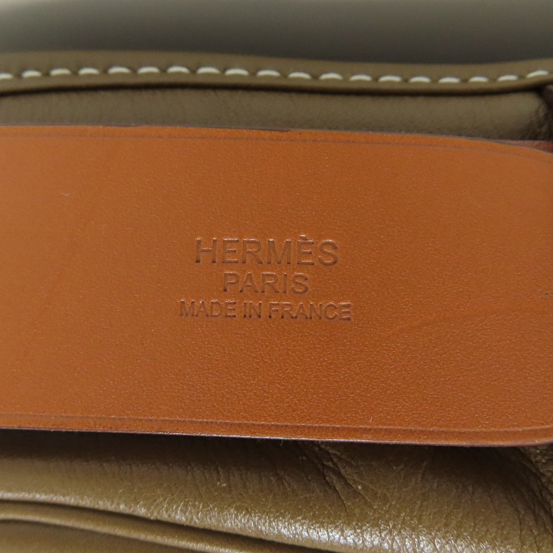 HERMES Shoulder Bag Calfskin Brown Varda 35 Silver Metal Women Used Authentic