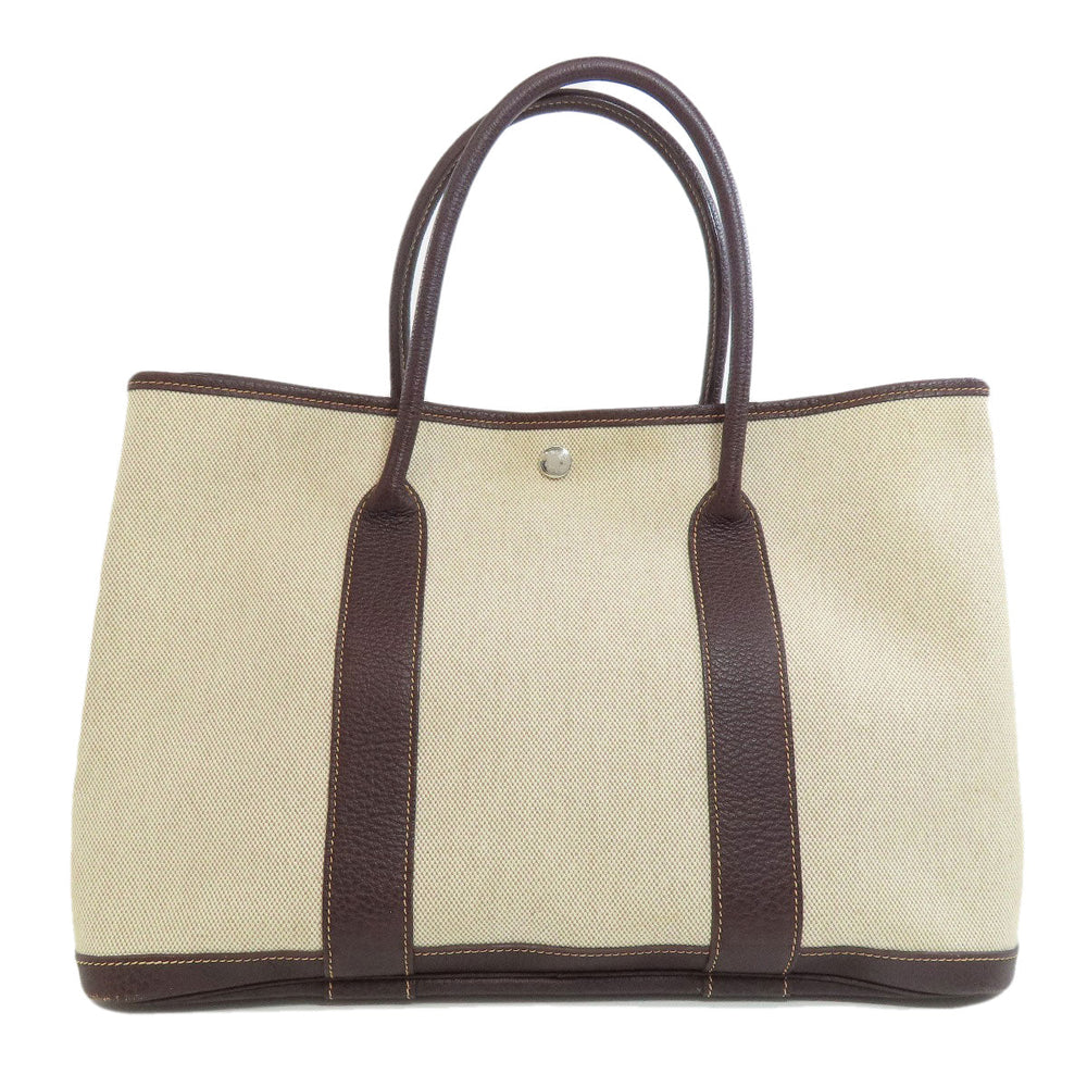 HERMES Tote Bag Tower ash beige Garden Party PM SilverMetal
