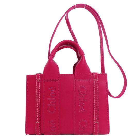 Chloe Handbag leather pink Woody Mini 2WAY Women Used Authentic