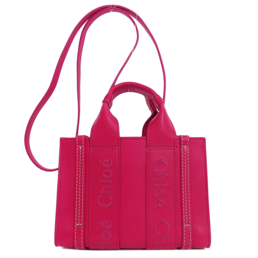 Chloe Handbag leather pink Woody Mini 2WAY Women Used Authentic