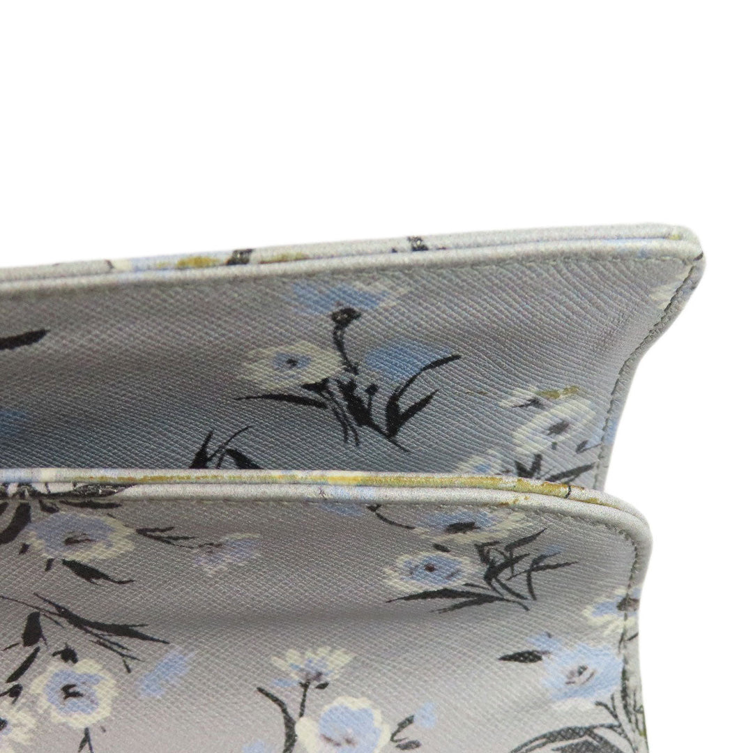 PRADA Shoulder Bag PVC gray Flower motif Women Used Authentic