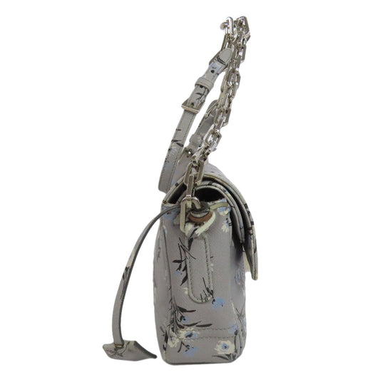 PRADA Shoulder Bag PVC gray Flower motif Women Used Authentic