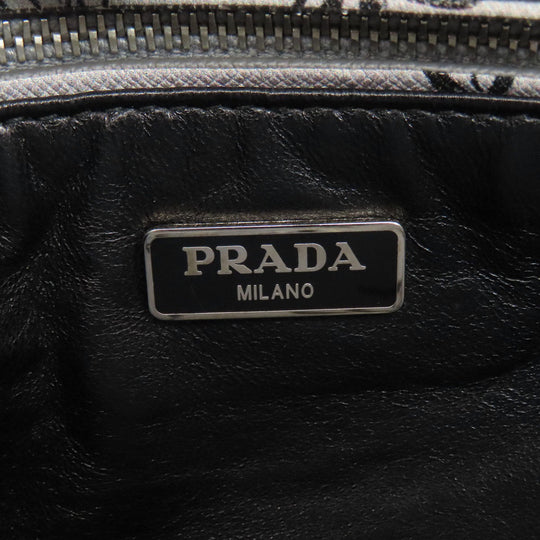 PRADA Shoulder Bag PVC gray Flower motif Women Used Authentic