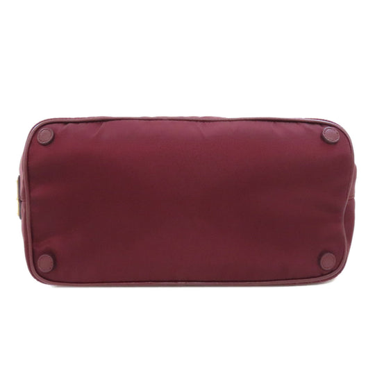 PRADA Handbag 1BG068 Nylon Red Ribbon motif 2WAY Women Used Authentic
