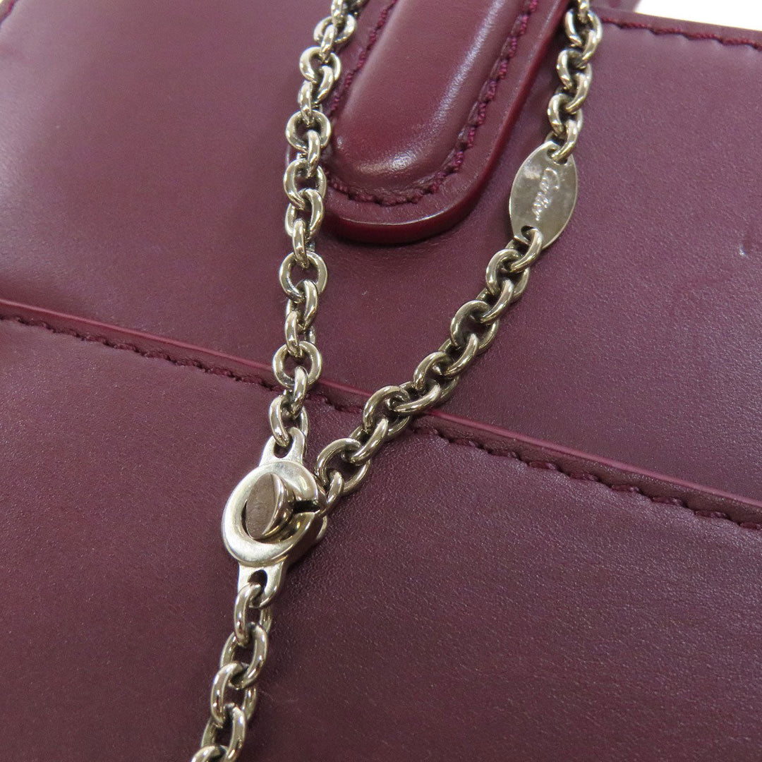 CARTIER Handbag leather Red 2WAY Women Used Authentic