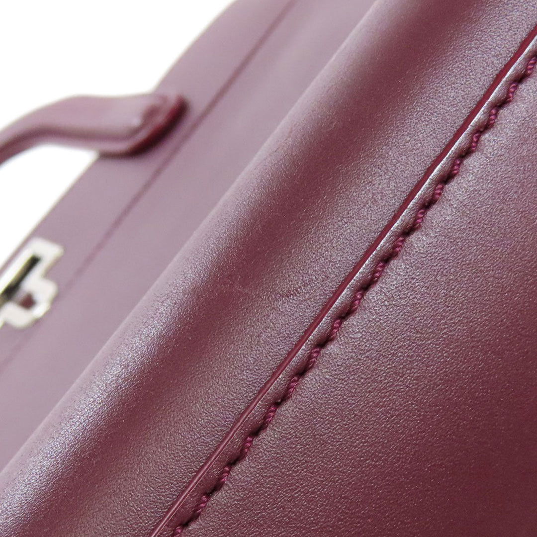 CARTIER Handbag leather Red 2WAY Women Used Authentic