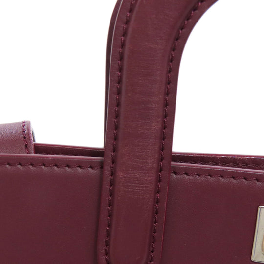 CARTIER Handbag leather Red 2WAY Women Used Authentic