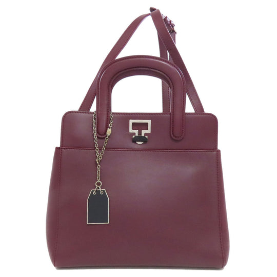 CARTIER Handbag leather Red 2WAY Women Used Authentic