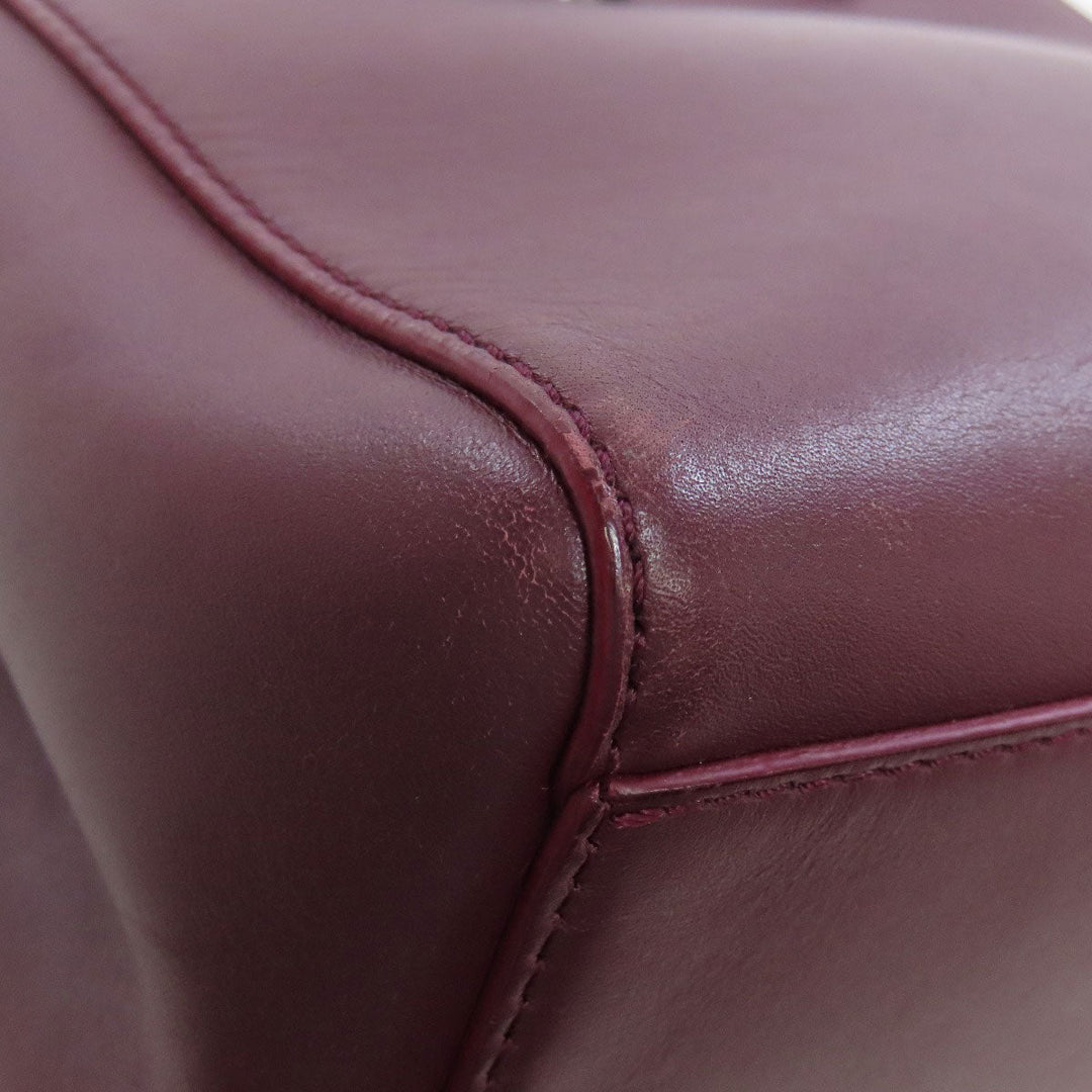 CARTIER Handbag leather Red 2WAY Women Used Authentic