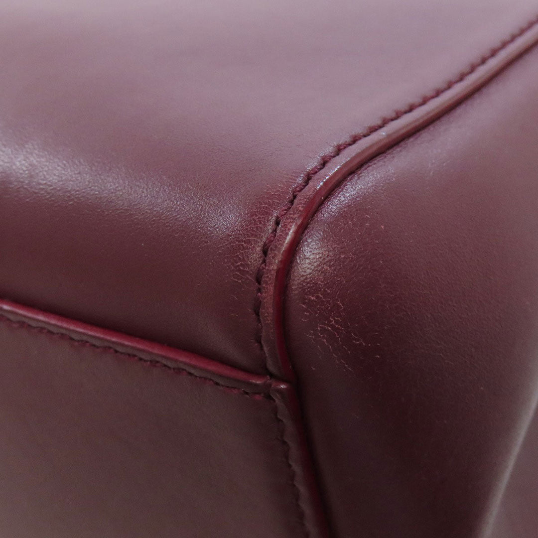 CARTIER Handbag leather Red 2WAY Women Used Authentic