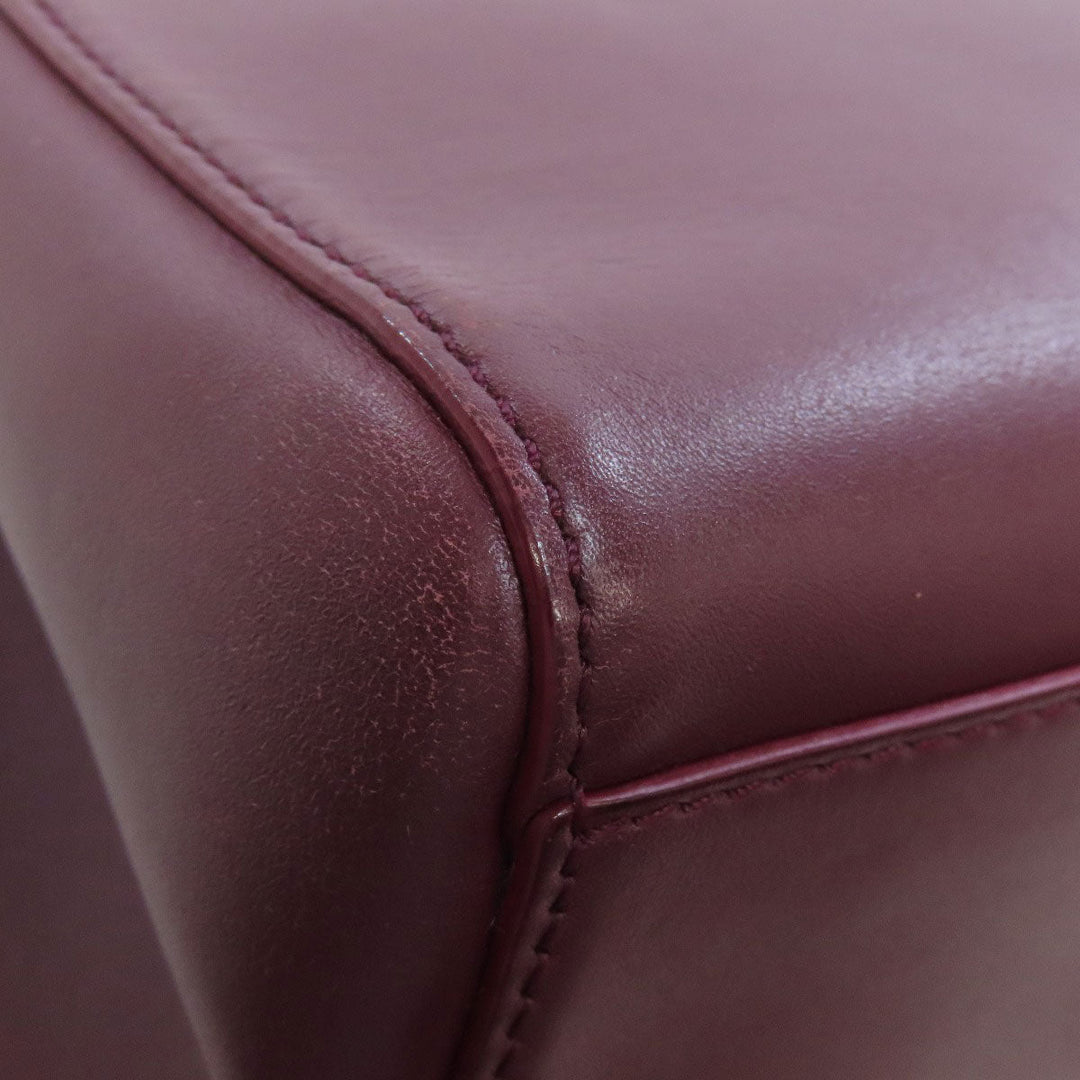 CARTIER Handbag leather Red 2WAY Women Used Authentic