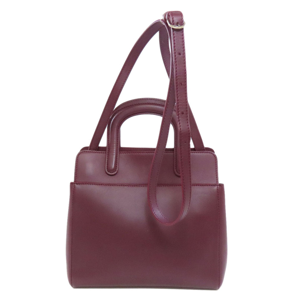 CARTIER Handbag leather Red 2WAY Women Used Authentic