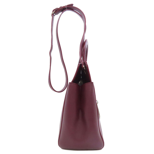 CARTIER Handbag leather Red 2WAY Women Used Authentic