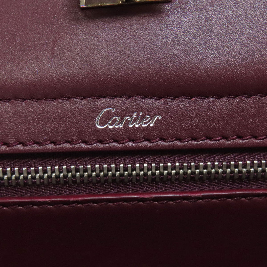 CARTIER Handbag leather Red 2WAY Women Used Authentic
