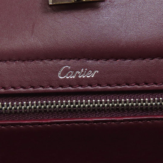 CARTIER Handbag leather Red 2WAY Women Used Authentic