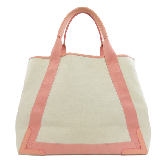 BALENCIAGA Tote Bag 339936 canvas white Navy kabas M Women Used Authentic