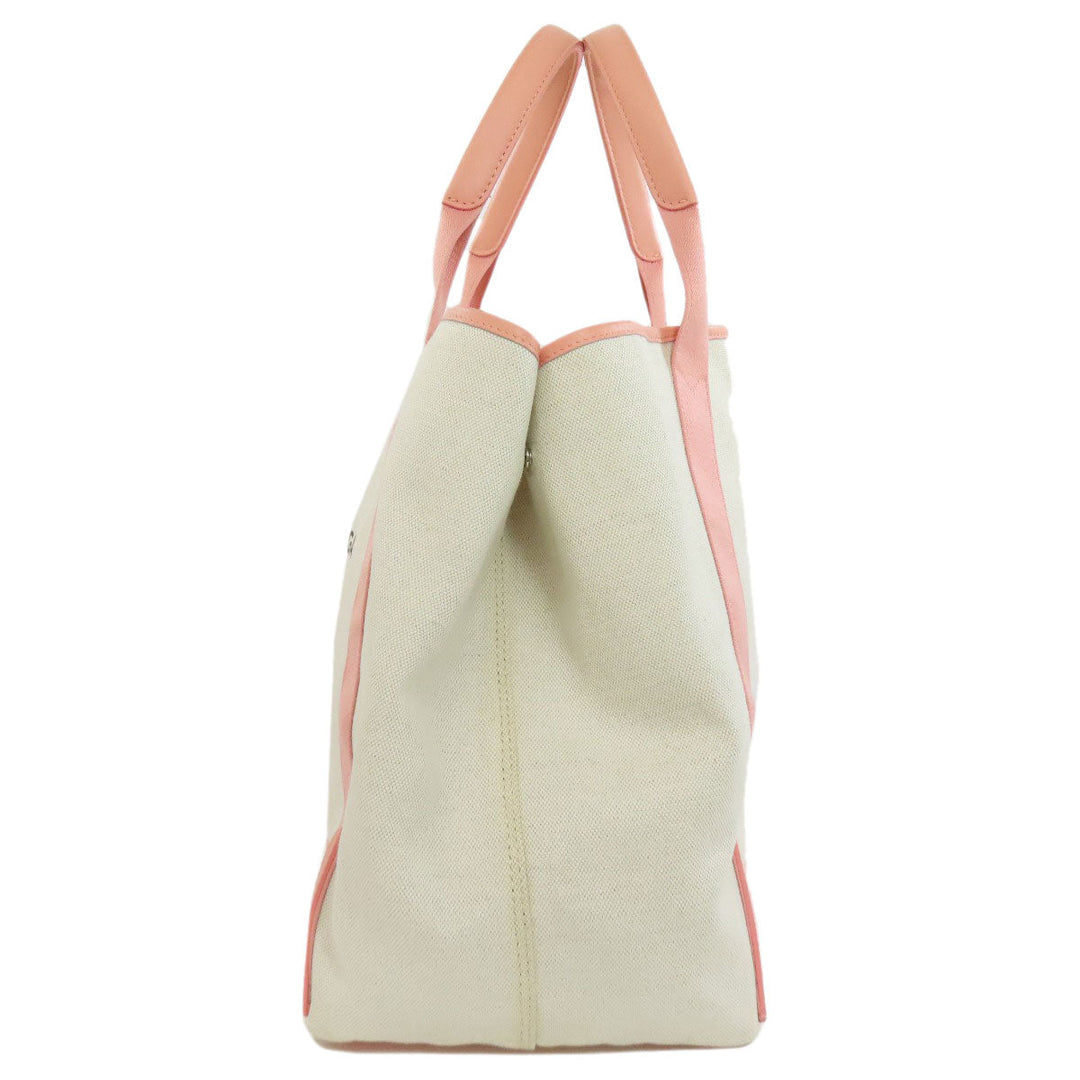 BALENCIAGA Tote Bag 339936 canvas white Navy kabas M Women Used Authentic