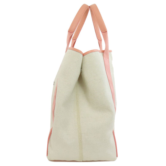 BALENCIAGA Tote Bag 339936 canvas white Navy kabas M Women Used Authentic
