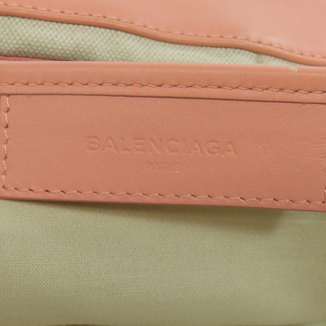 BALENCIAGA Tote Bag 339936 canvas white Navy kabas M Women Used Authentic