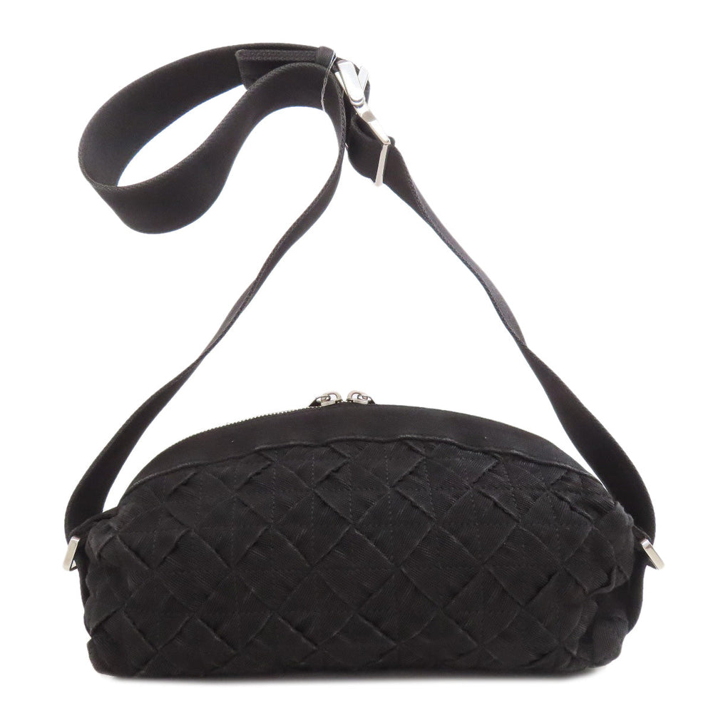 BOTTEGAVENETA Shoulder Bag canvas black INTRECCIATO Women Used Authentic