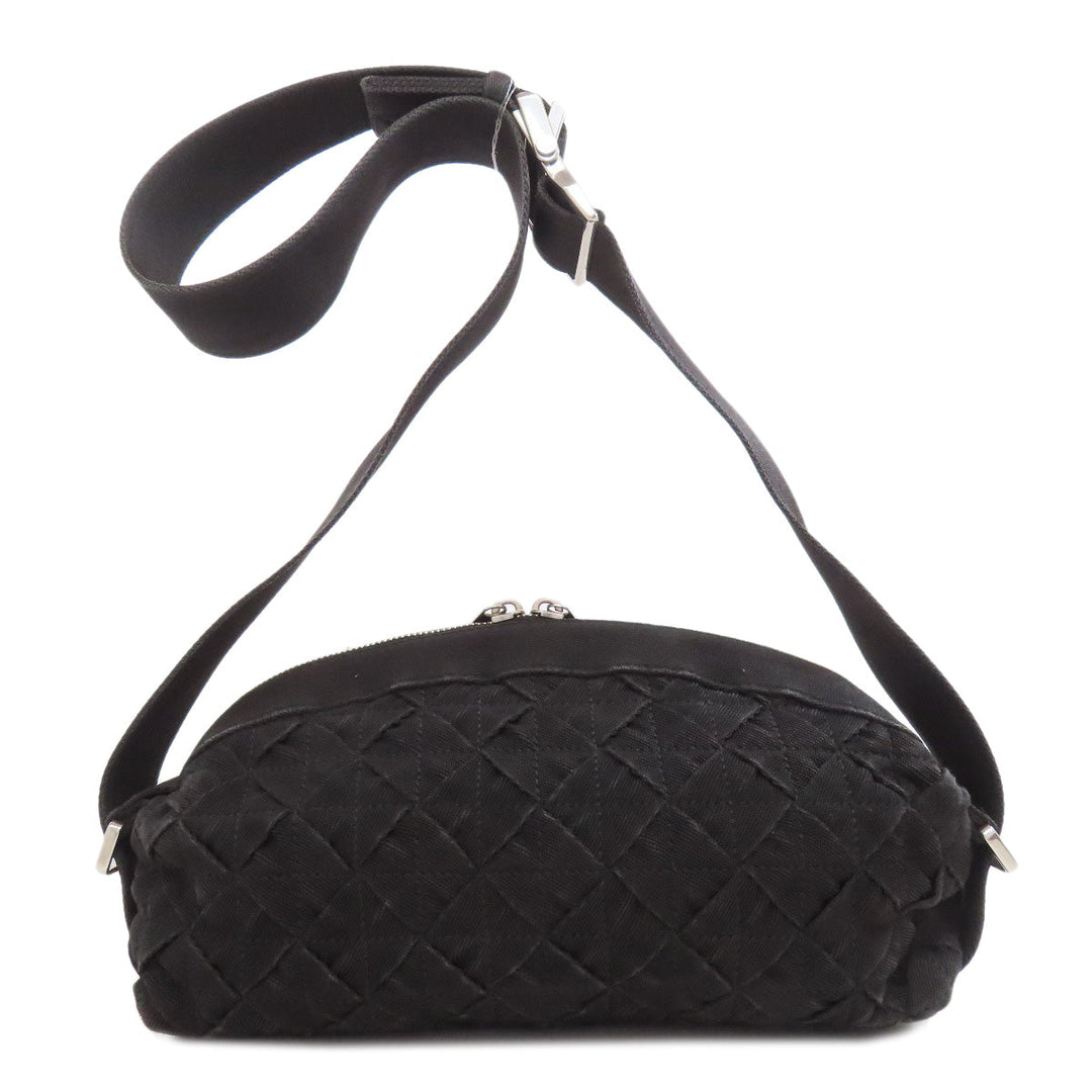 BOTTEGAVENETA Shoulder Bag canvas black INTRECCIATO Women Used Authentic