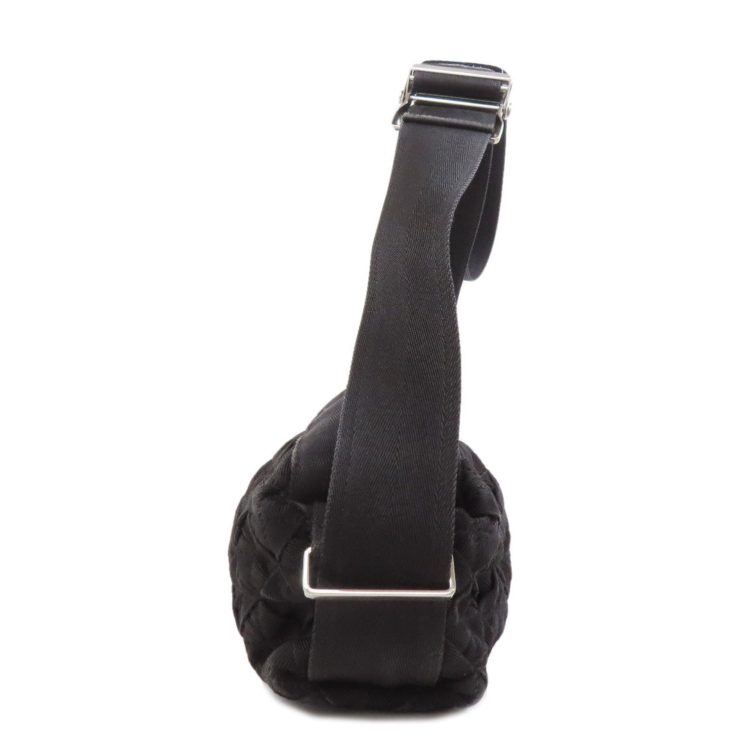 BOTTEGAVENETA Shoulder Bag canvas black INTRECCIATO Women Used Authentic