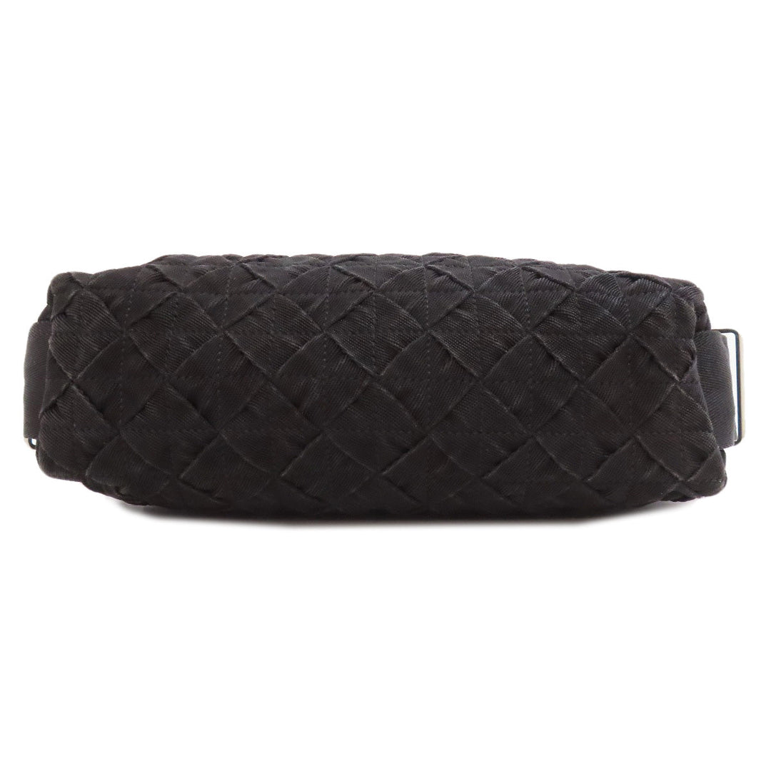 BOTTEGAVENETA Shoulder Bag canvas black INTRECCIATO Women Used Authentic