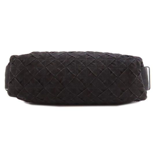 BOTTEGAVENETA Shoulder Bag canvas black INTRECCIATO Women Used Authentic