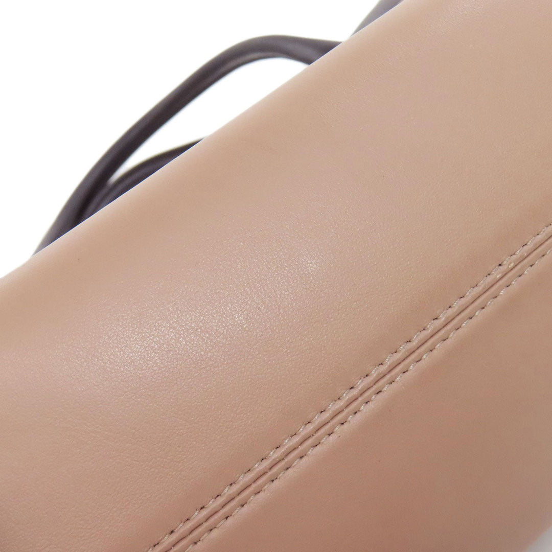 BVLGARI Tote Bag leather beige 2WAY Women Used Authentic