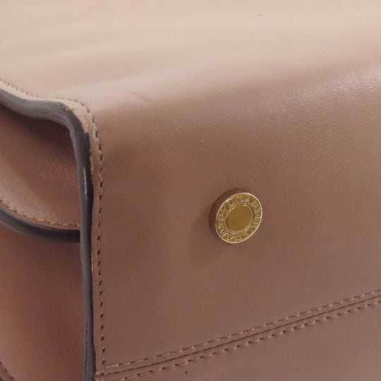 BVLGARI Tote Bag leather beige 2WAY Women Used Authentic