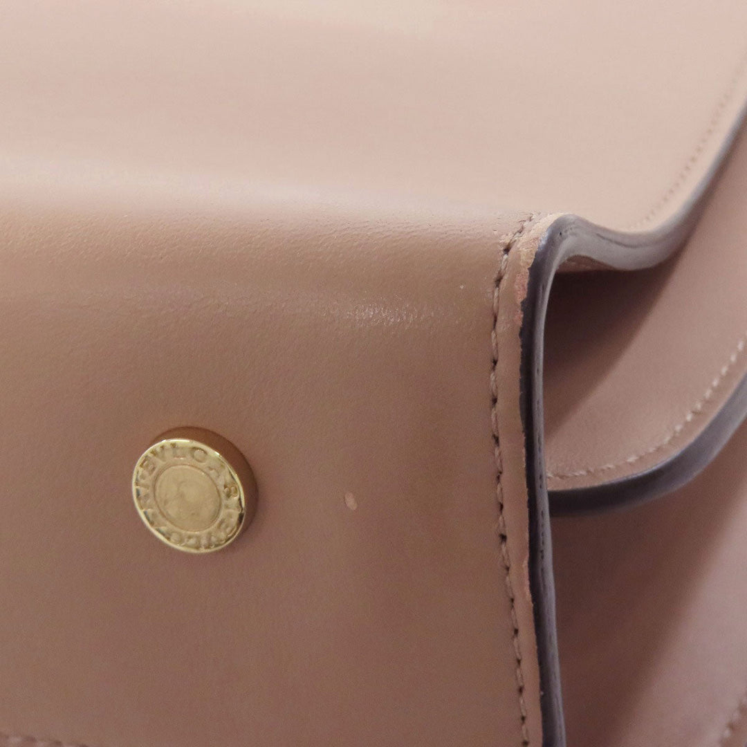 BVLGARI Tote Bag leather beige 2WAY Women Used Authentic
