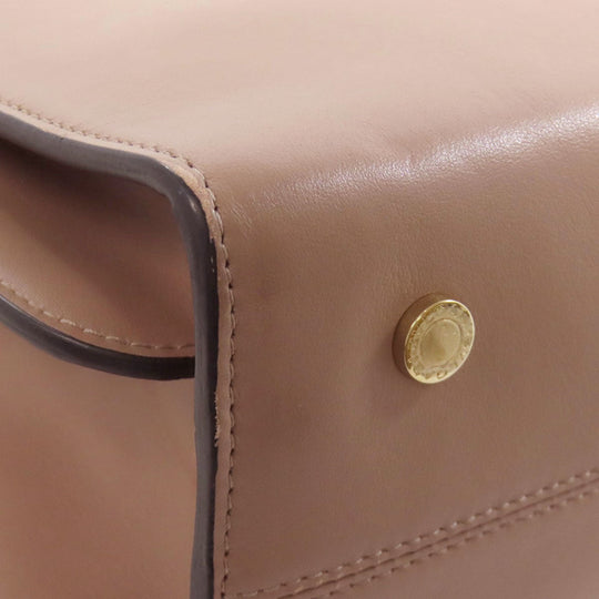 BVLGARI Tote Bag leather beige 2WAY Women Used Authentic