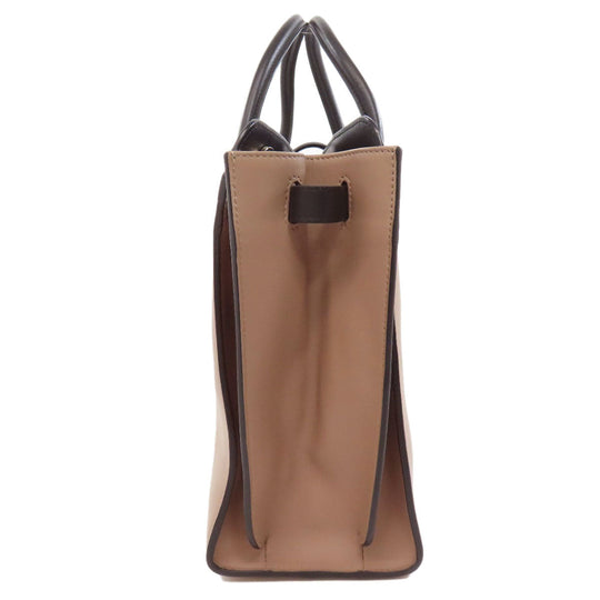 BVLGARI Tote Bag leather beige 2WAY Women Used Authentic