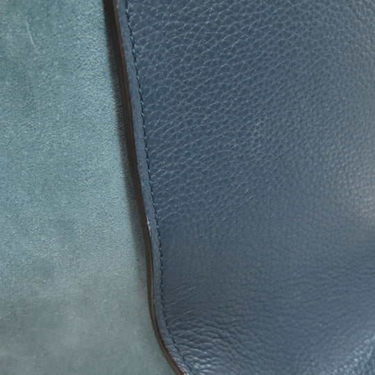 CELINE Handbag leather Navy Trapeze 2WAY Women Used Authentic
