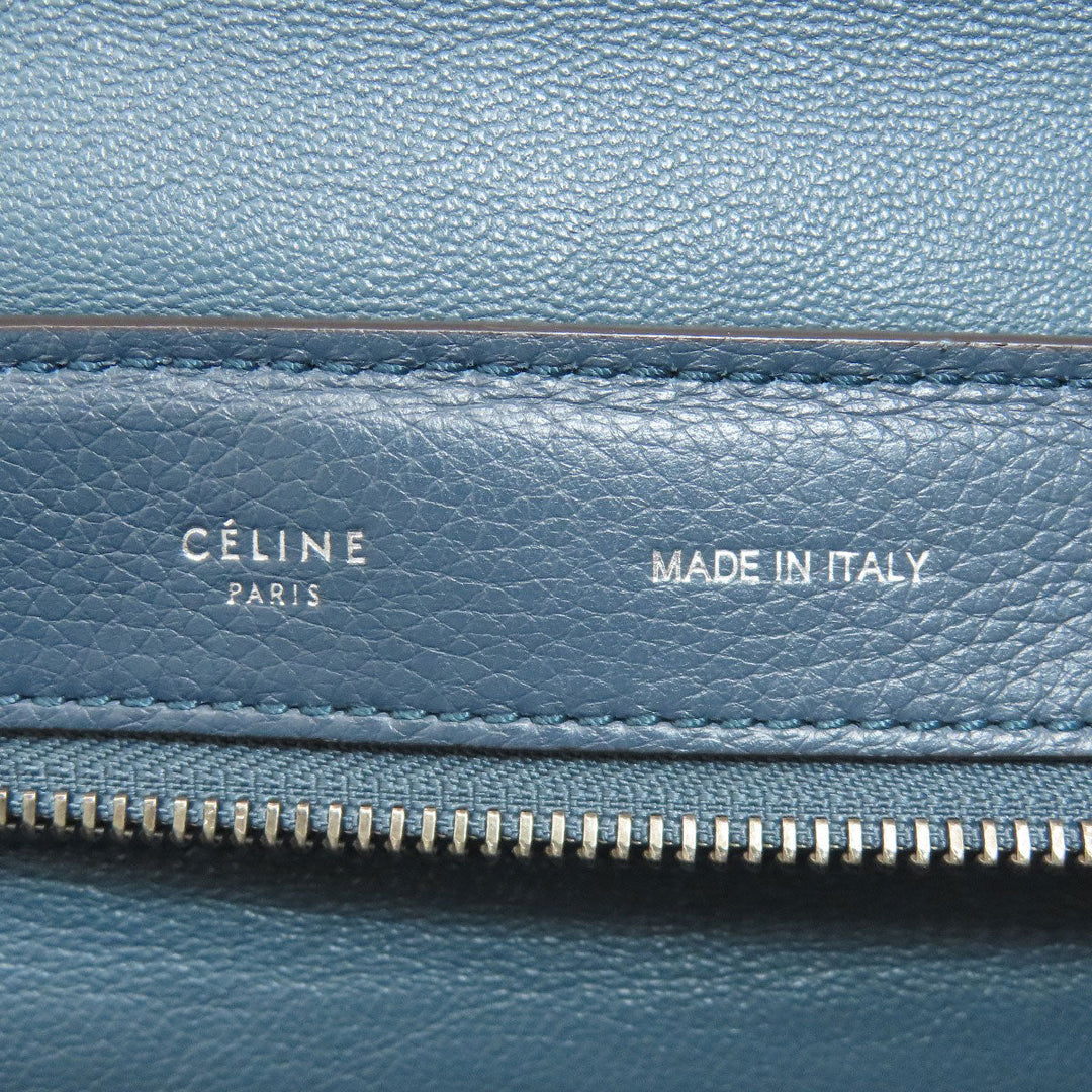 CELINE Handbag leather Navy Trapeze 2WAY Women Used Authentic
