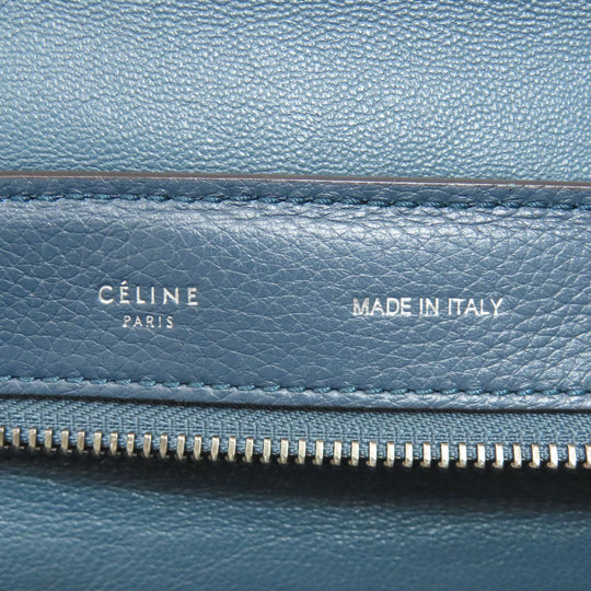 CELINE Handbag leather Navy Trapeze 2WAY Women Used Authentic