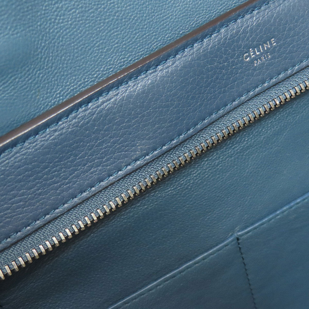 CELINE Handbag leather Navy Trapeze 2WAY Women Used Authentic
