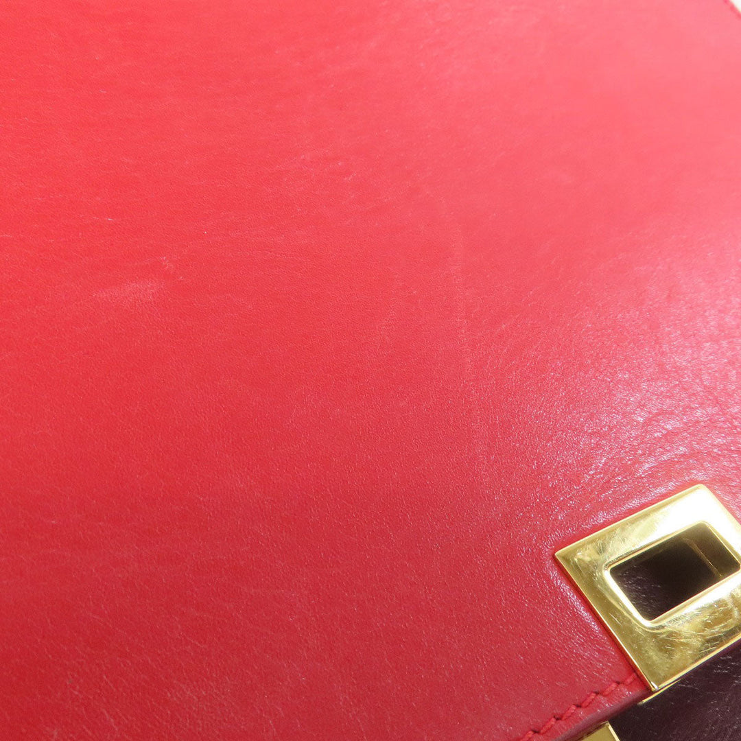 CELINE Handbag leather Red Trapeze 2WAY Women Used Authentic