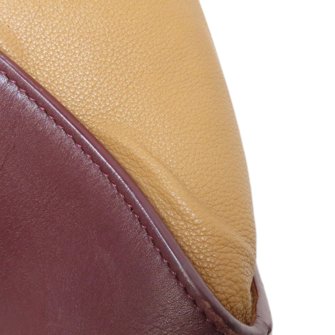 CELINE Handbag leather Red Trapeze 2WAY Women Used Authentic