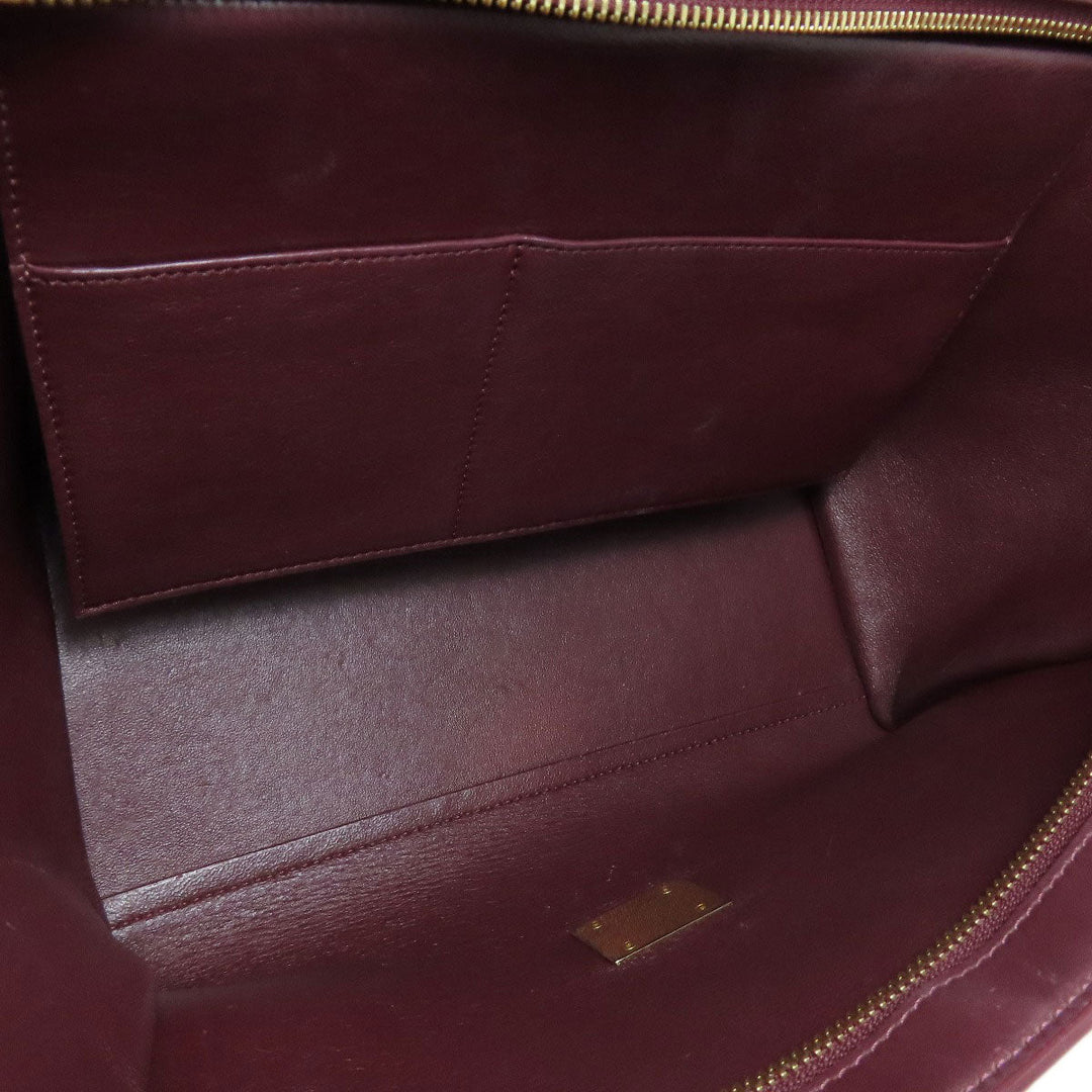 CELINE Handbag leather Red Trapeze 2WAY Women Used Authentic