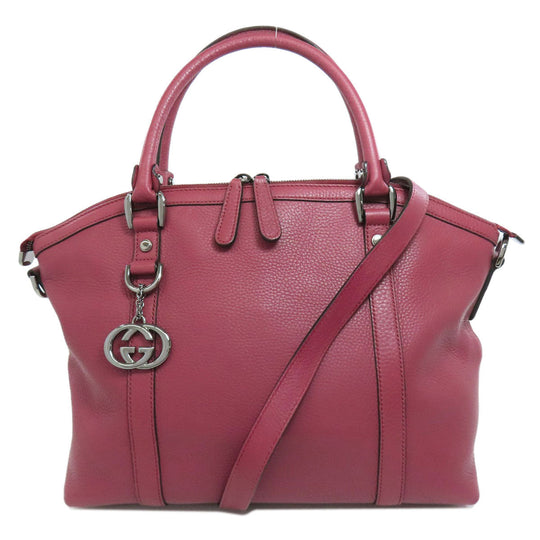 GUCCI Tote Bag 341508 leather pink Outlet 2WAY Women Used Authentic