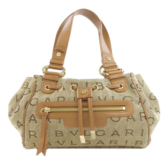 BVLGARI Handbag canvas Brown Logo mania Women Used Authentic