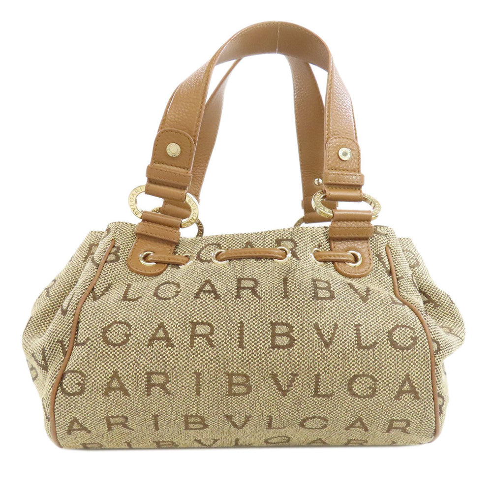 BVLGARI Handbag canvas Brown Logo mania Women Used Authentic