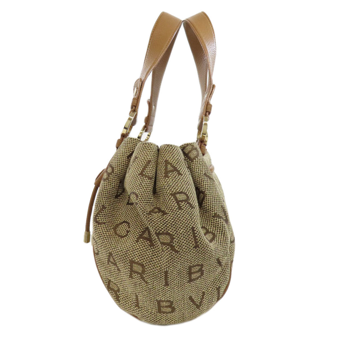 BVLGARI Handbag canvas Brown Logo mania Women Used Authentic