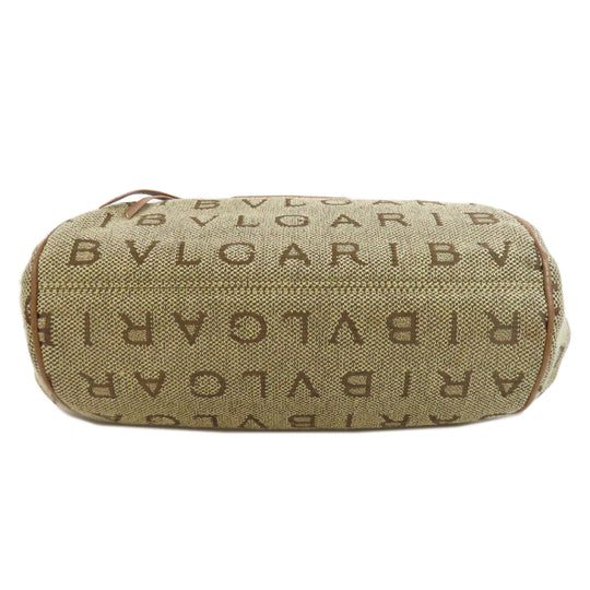 BVLGARI Handbag canvas Brown Logo mania Women Used Authentic