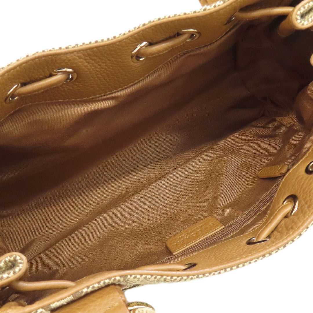 BVLGARI Handbag canvas Brown Logo mania Women Used Authentic
