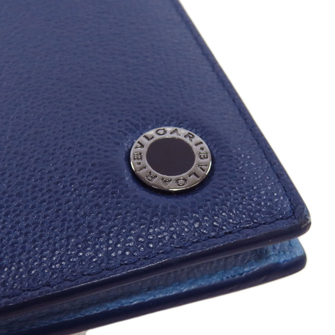 BVLGARI Bifold Wallet leather blue Bulgari Bulgari Women(Unisex) Used Authentic