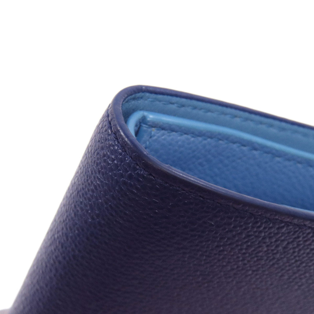 BVLGARI Bifold Wallet leather blue Bulgari Bulgari Women(Unisex) Used Authentic