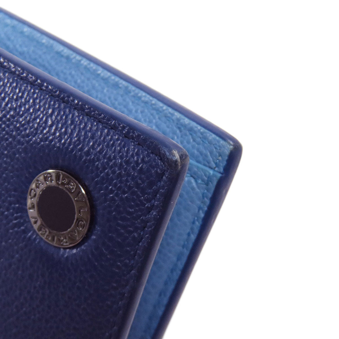 BVLGARI Bifold Wallet leather blue Bulgari Bulgari Women(Unisex) Used Authentic