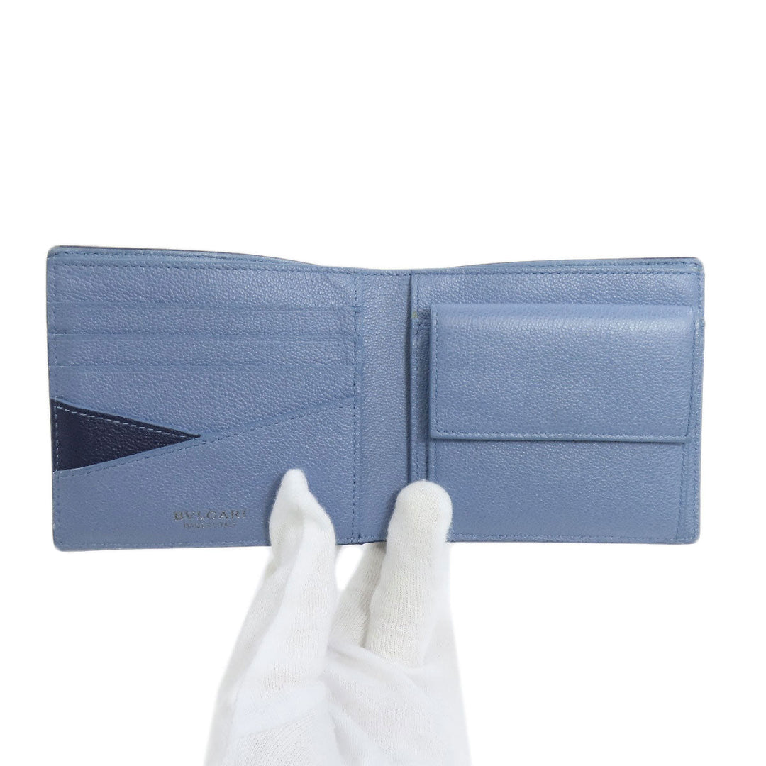 BVLGARI Bifold Wallet leather blue Bulgari Bulgari Women(Unisex) Used Authentic